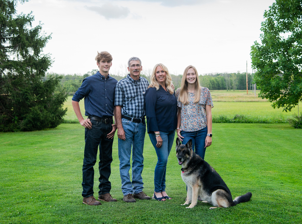 The Hanssen-Keyes family with dog Greta